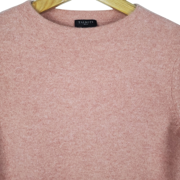 Talbots Women's Cashmere Crewneck Sweater in Soft Pink. 3/4 Sleeves. MP. K126 - Picture 2 of 9